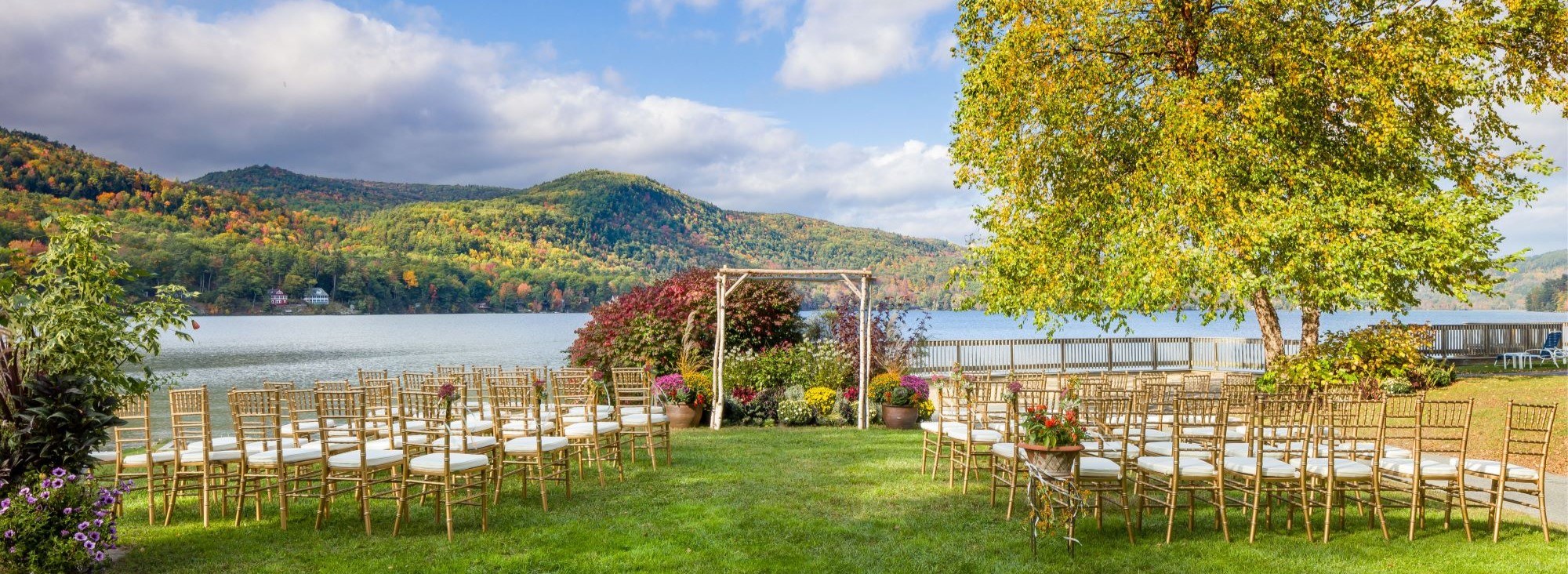 terrace patio lakefront wedding