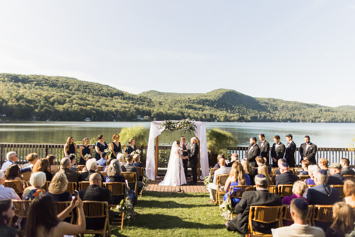 lake front patio ceremony