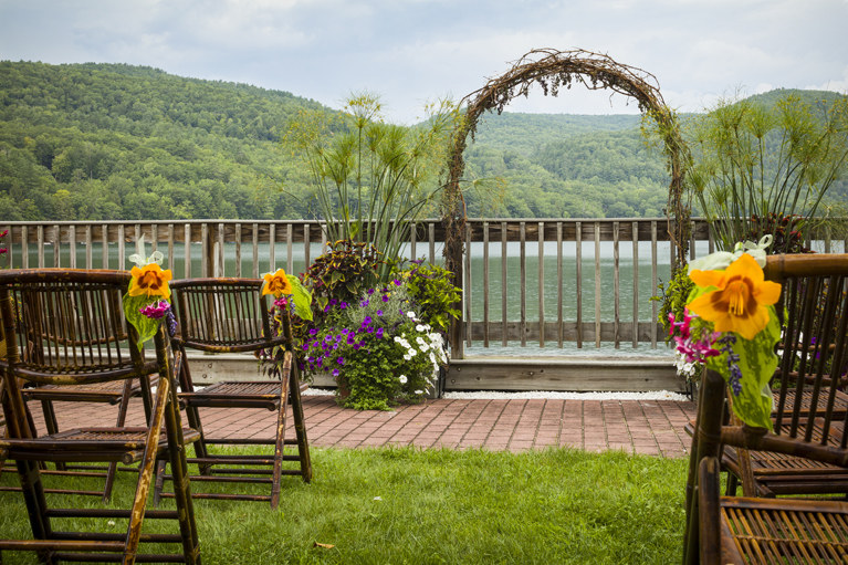 Lakefront Patio - Ceremony - Close Up Arbor