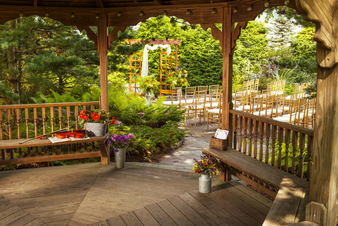 View of wedding setup from gazebo